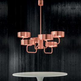 Contemporary Italian Brushed Gold Plated Chandelier