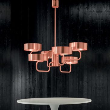 Contemporary Italian Brushed Gold Plated Chandelier Contemporary Italian Copper Chandelier