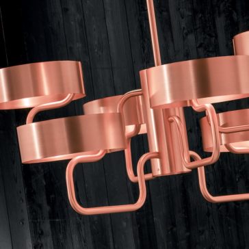 Contemporary Italian Brushed Gold Plated Chandelier Contemporary Italian Copper Chandelier