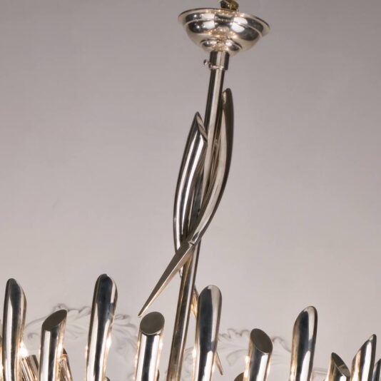 Contemporary Italian Designer Silver Chandelier Contemporary Italian Designer Silver Chandelier