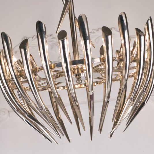 Contemporary Italian Designer Silver Chandelier Contemporary Italian Designer Silver Chandelier