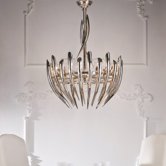 Contemporary Italian Designer Silver Chandelier Contemporary Italian Designer Silver Chandelier