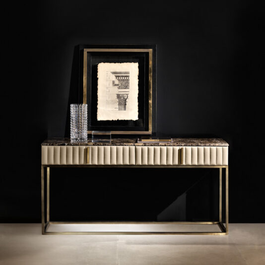 Contemporary Italian Leather Designer Marble Console Table Contemporary Italian Leather Designer Marble Console Table