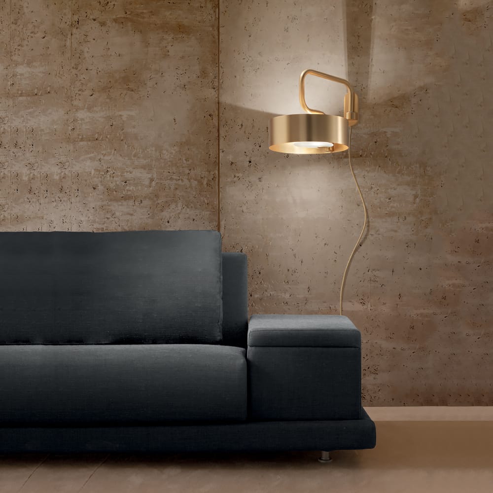 Contemporary Italian Brushed Gold Plated Wall Lamp