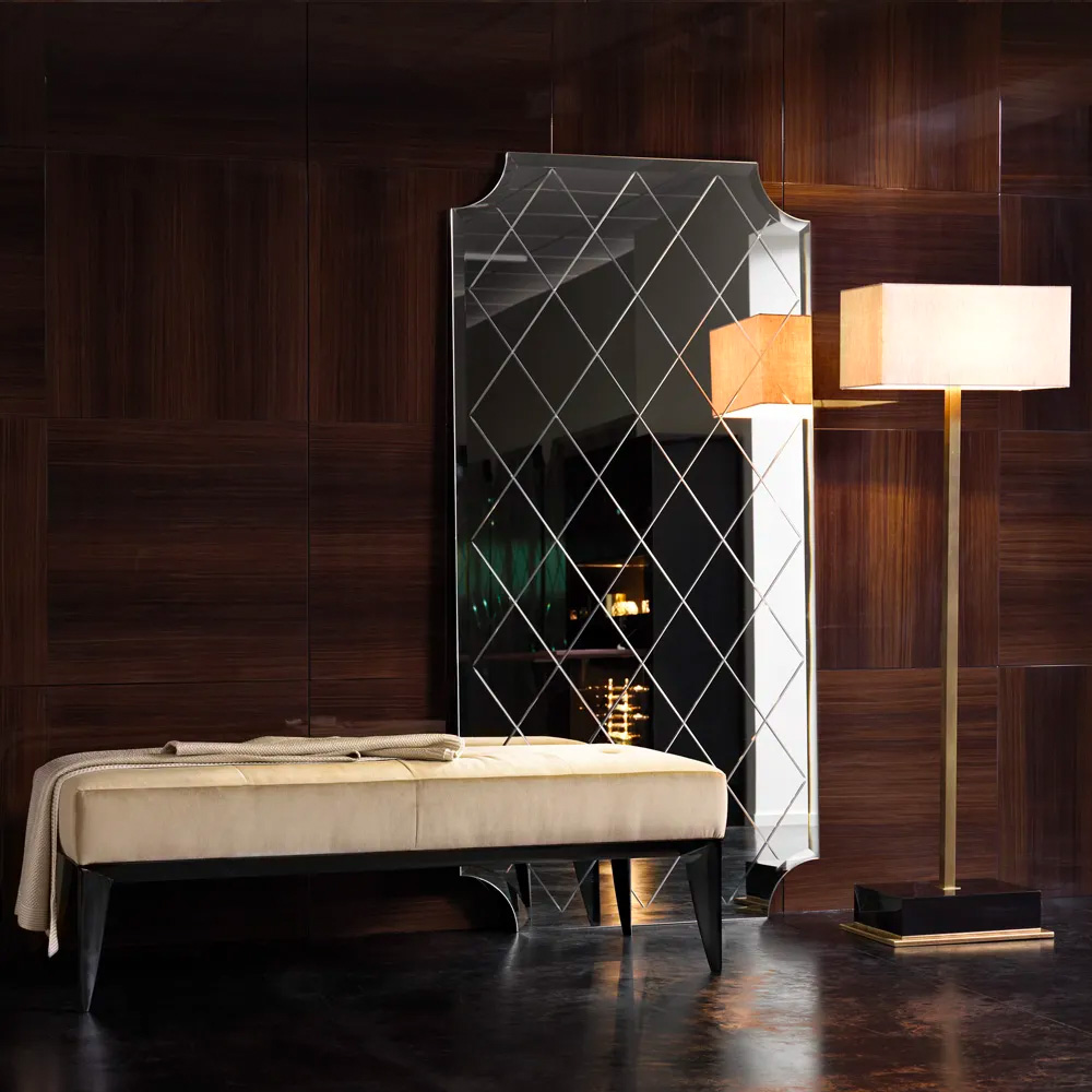 Contemporary Large Floor Standing Engraved Mirror