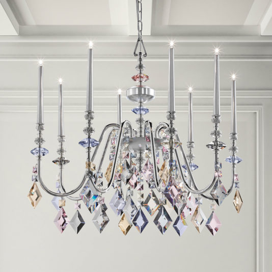 Contemporary Silver Plated Candle Chandelier