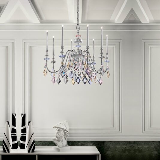 Contemporary Silver Plated Candle Chandelier