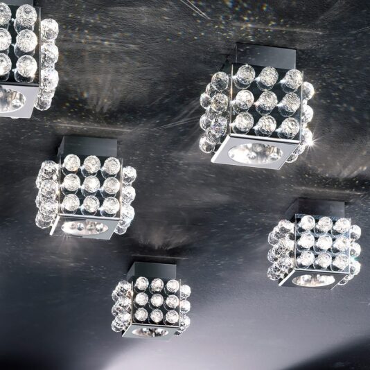 Contemporary Steel Swarovski Crystal Ceiling Light