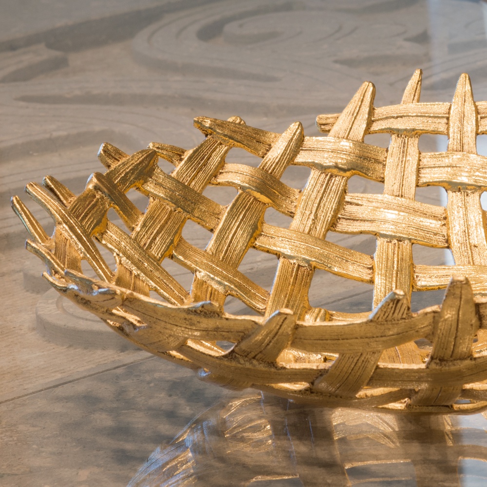 Designer Gold Palm Leaf Bowl Table Centrepiece