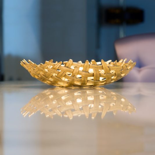 Designer Gold Palm Leaf Bowl Table Centrepiece