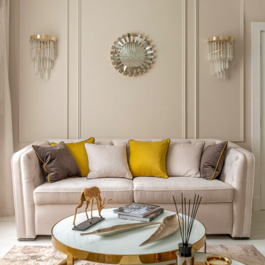 Designer Gold Plated Spiral Crystal Large Wall Light