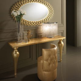 Modern Designer Gold Leaf Oval Mirror