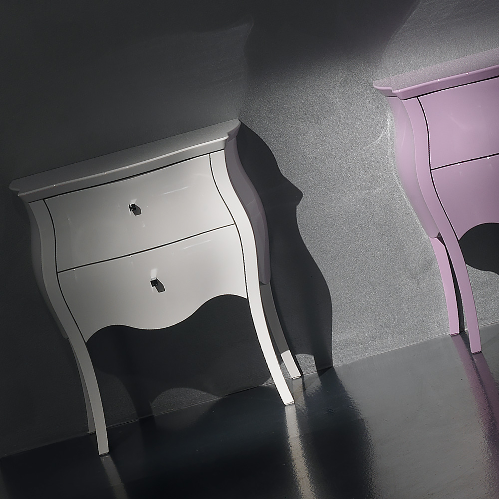 Designer Italian Lacquered Bedside Cabinet