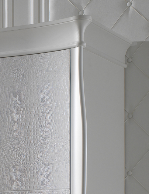 Designer Italian Large White Leather 2 Door Wardrobe