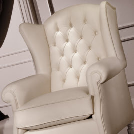 Designer Italian Leather Wing Style Armchair