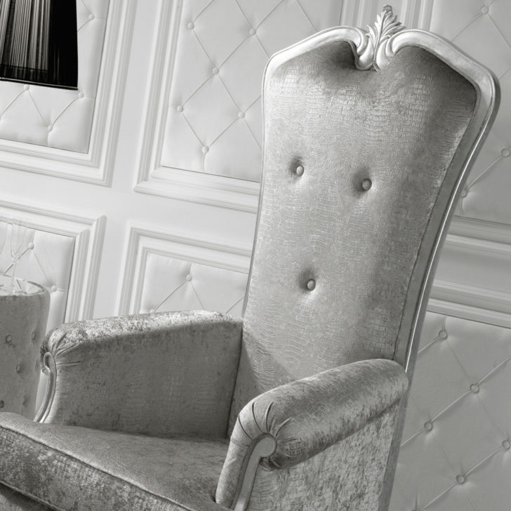 Designer Italian Silver Leaf Throne Armchair