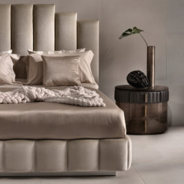 Designer Italian Walnut Veneered Oval Bedside Cabinet