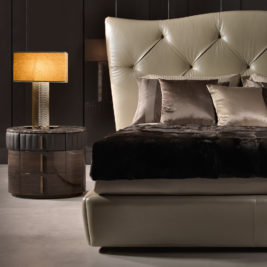 Designer Italian Walnut Veneered Oval Bedside Cabinet
