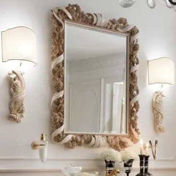 Designer Italian Wooden Rose and Ribbon Wall Mirror Designer Italian Wooden Rose and Ribbon Wall Mirror