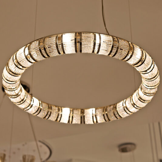 Designer Swarovski Crystal 24 Carat Gold Plated Circular Chandelier