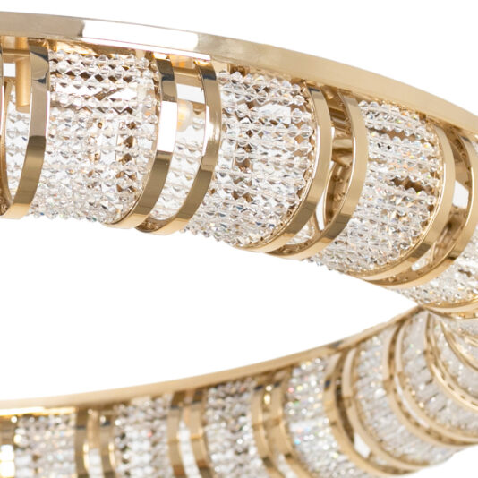 aDesigner Swarovski Crystal 24 Carat Gold Plated Circular Chandelier