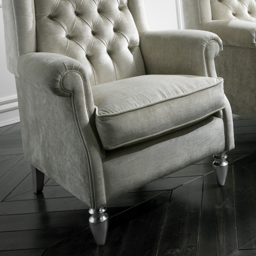 Designer Velvet Button Backed Porters Chair