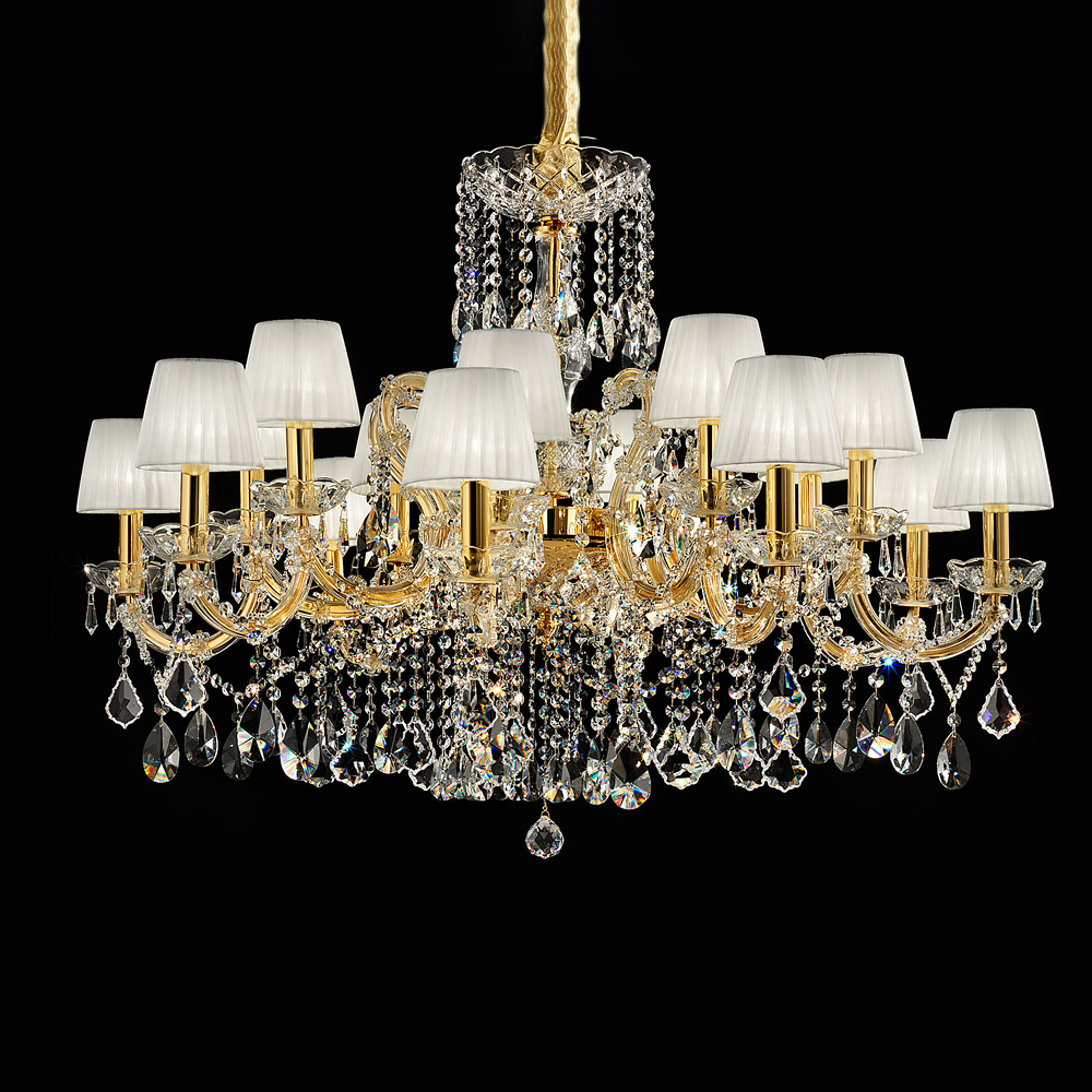 Elegant Italian Gold Plated Crystal Chandelier