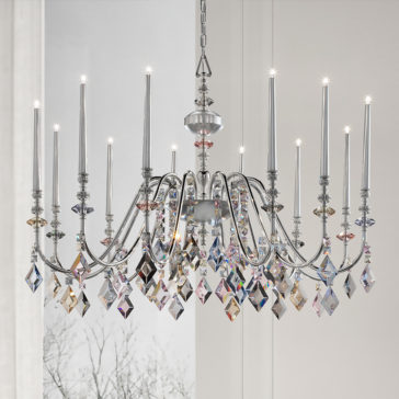 Elegant Modern Italian Silver Leaf Chandelier