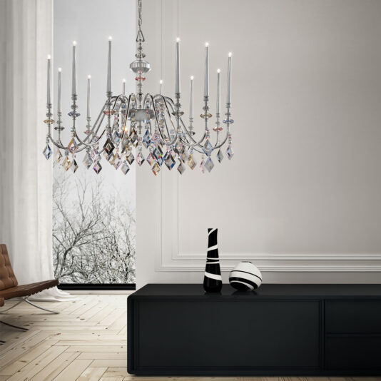 Elegant Modern Italian Silver Leaf Chandelier Elegant Modern Italian Silver Leaf Chandelier