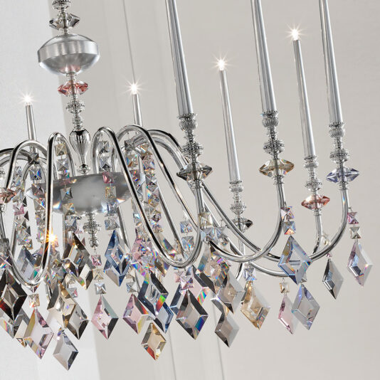 Elegant Modern Italian Silver Leaf Chandelier Elegant Modern Italian Silver Leaf Chandelier