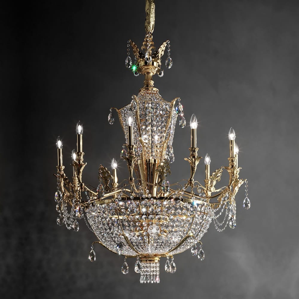 Empire Gold and Crystal Candle Chandelier