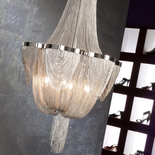 6 Light Silver Chain Empire Style Chandelier Empire Style Silver Chandelier