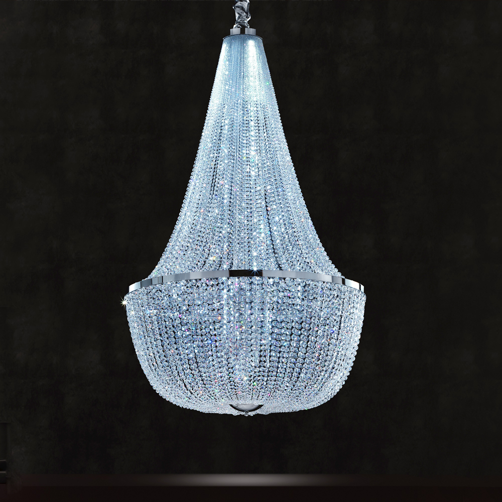 Crystal Empire LED 27in 120V Pendant in Chinook Leather with Clear Crystals from Swarovski main image 0