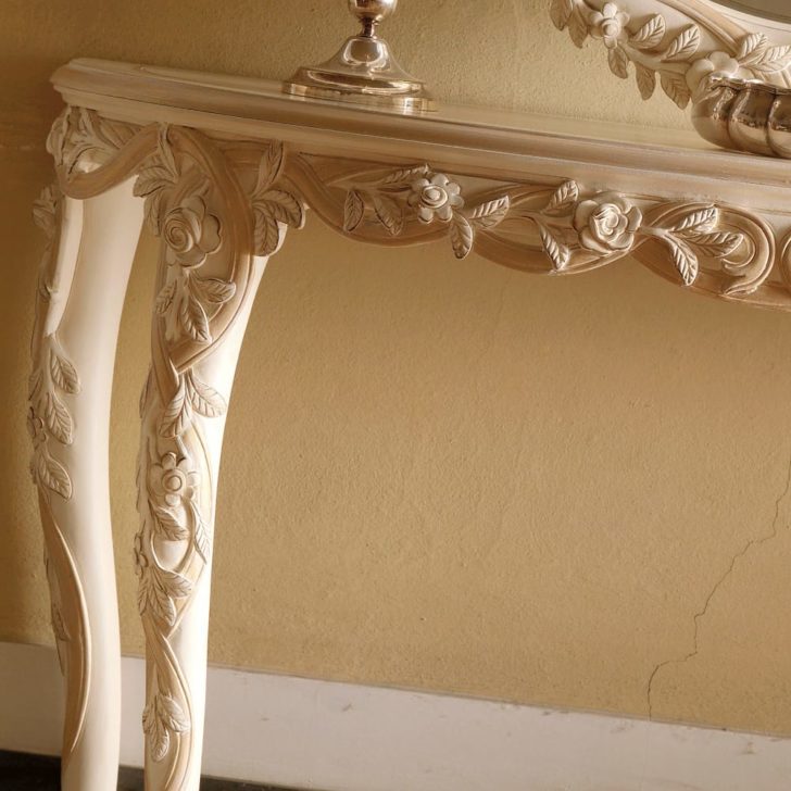 Exclusive Italian Ivory and Gold Console Table