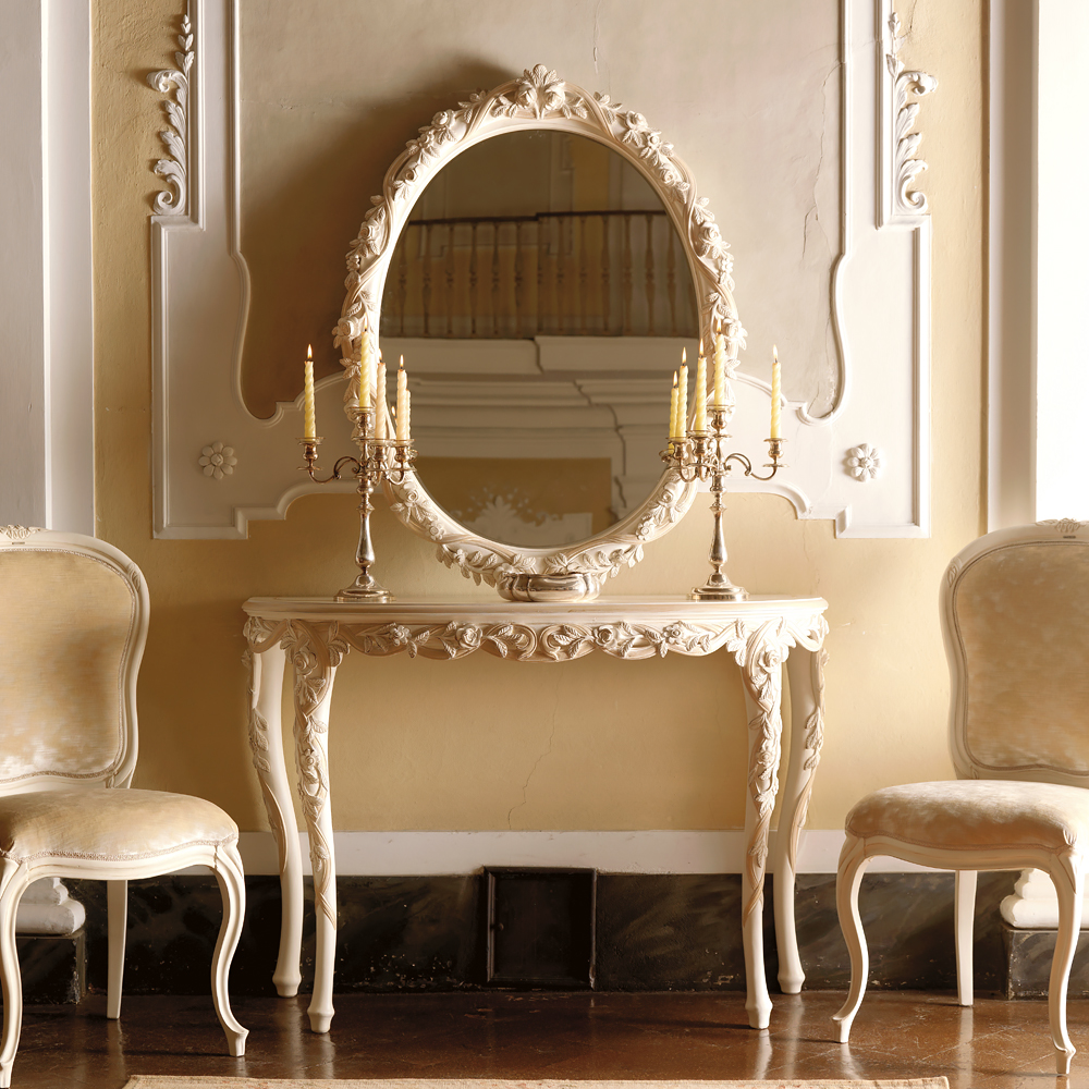 Exclusive Italian Ivory Oval Wall Mirror