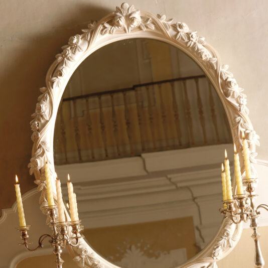 Exclusive Italian Ivory Oval Wall Mirror