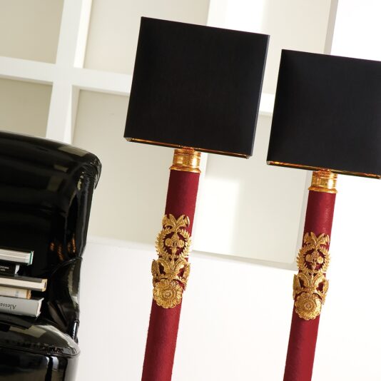 Exclusive Italian Red Hide Table Lamp Exclusive Italian Red Hide Table Lamp