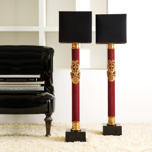 Exclusive Italian Red Hide Table Lamp