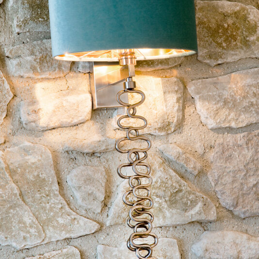 Exclusive Italian Long Pewter Wall Lamp Exclusive Italian Silk Velvet Wall Lamp