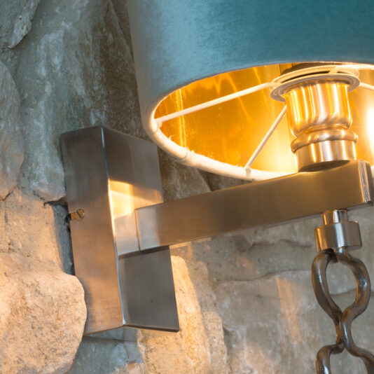 Exclusive Italian Long Pewter Wall Lamp Exclusive Italian Silk Velvet Wall Lamp