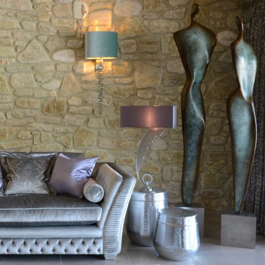 Exclusive Italian Long Pewter Wall Lamp Exclusive Italian Silk Velvet Wall Lamp