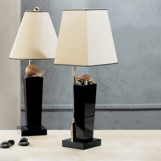 Exclusive Lacquered Bronze Black Table Lamp