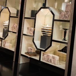 Art Deco Mirrored Bird's Eye Maple Veneered Bookshelves