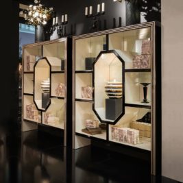 Art Deco Mirrored Bird's Eye Maple Veneered Bookshelves