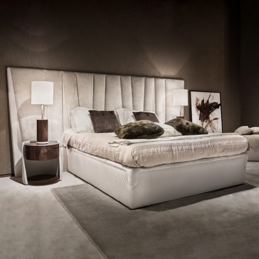 Exclusive Modern Italian Leather And Velvet Bed