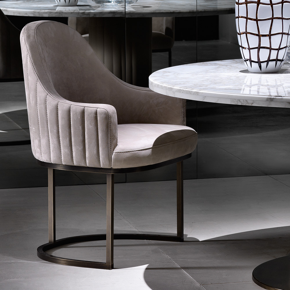 Exclusive Modern Italian Nubuck Leather Dining Chair