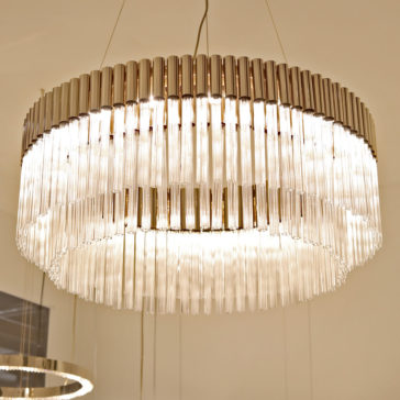 High End 24 Carat Gold Plated Tubular Designer Chandelier High End 24 Carat Gold Plated Tubular Designer Chandelier