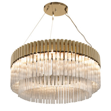 High End 24 Carat Gold Plated Tubular Designer Chandelier High End 24 Carat Gold Plated Tubular Designer Chandelier