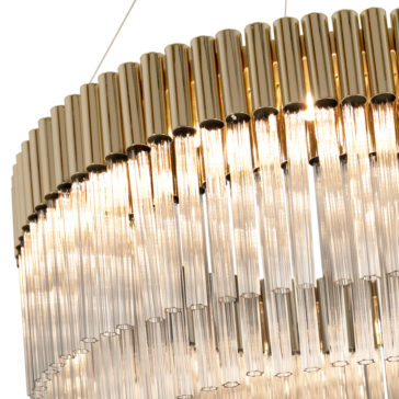 High End 24 Carat Gold Plated Tubular Designer Chandelier High End 24 Carat Gold Plated Tubular Designer Chandelier