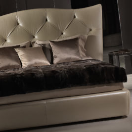 High End Button Upholstered Leather Designer Italian Bed